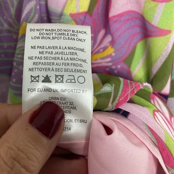 Hutch Floral Printed Ruffled Long Puff Sleeve Pink Mini V Neck Dress Size 10 New - Picture 7 of 9